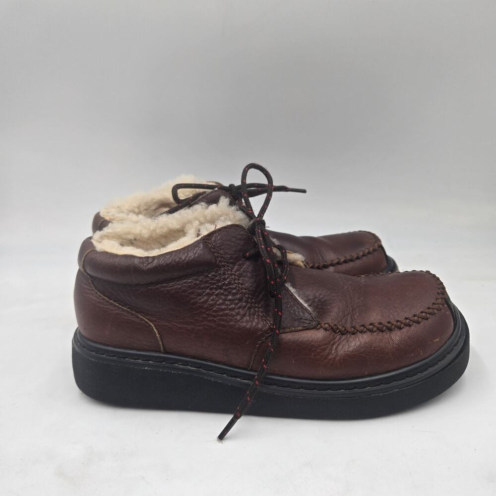 Vtg Woolrich Women’s 8 Sherpa Lined Leather Brown Hiking Boots Warm Lace Up